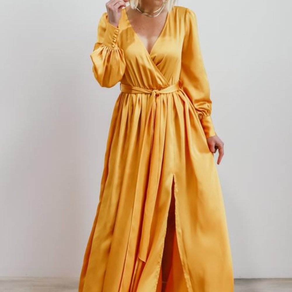 JENNA SATIN MAXI DRESS IN GOLDEN HOUR